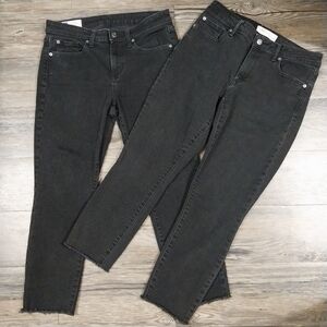 Gap Curvy True Skinny Mid Rise Jeans Womens Size 8 Black Raw Hem Denim Jeans